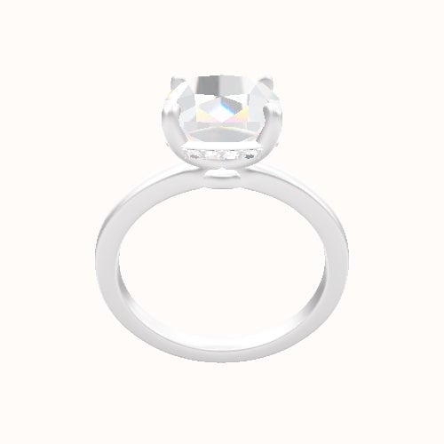 Open Solitaire Engagement Ring With Low Set Pave  Hidden Halo Head