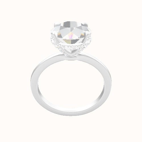 Open Solitaire Engagement Ring With Pave Basket Head