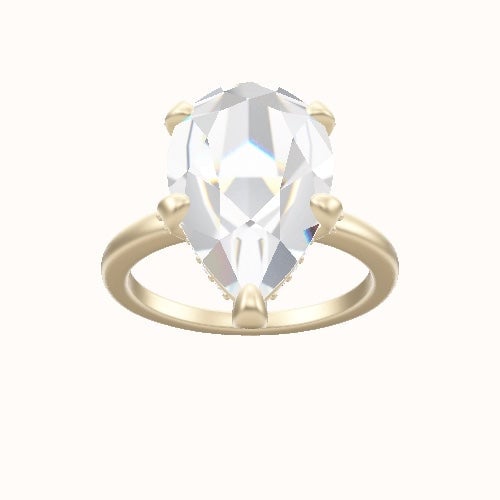 Open Solitaire Engagement Ring With Pave Basket Head
