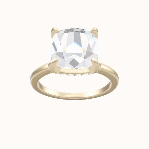 Open Solitaire Engagement Ring With Pave Basket Head