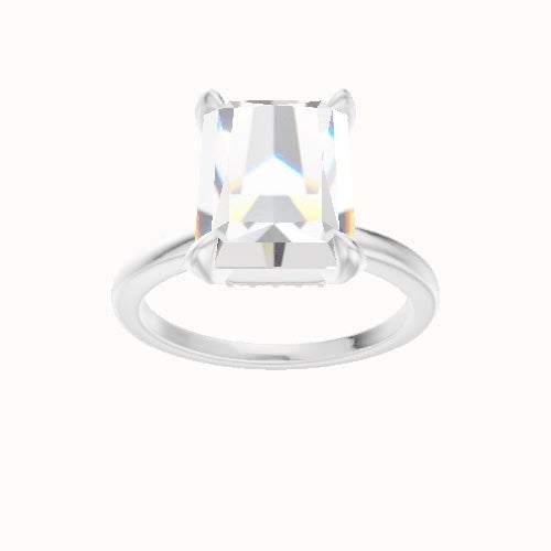 Open Solitaire Engagement Ring With Pave Basket Head