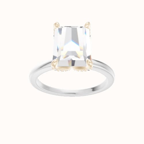 Open Solitaire Engagement Ring With Pave Petal Four Prong Head