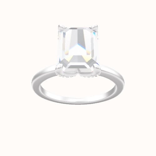 Open Solitaire Engagement Ring With Pave Petal Four Prong Head