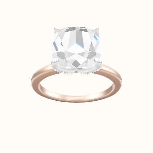 Open Solitaire Engagement Ring With Pave Petal Four Prong Head