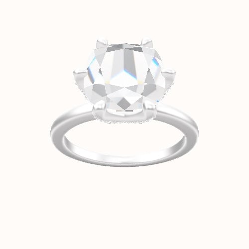 Open Solitaire Engagement Ring With Pave Petal Six Prong Head