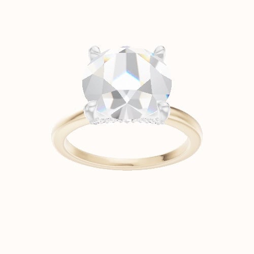 Open Solitaire Engagement Ring With Pave V Prong Head