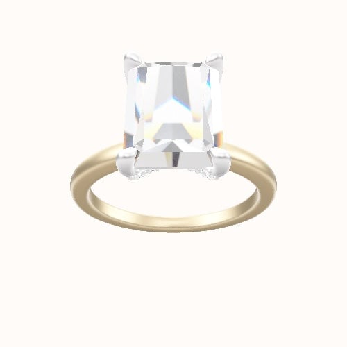 Open Solitaire Engagement Ring With Pave V Prong Head
