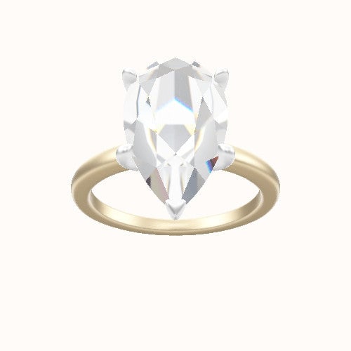 Open Solitaire Engagement Ring With Petal Four Prong Head