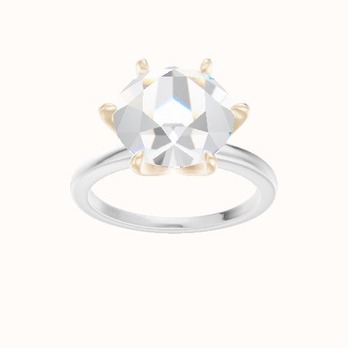 Open Solitaire Engagement Ring With Petal Six Prong Head