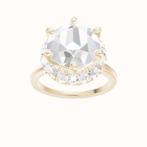 Open Solitaire Engagement Ring With Six Prong Halo Head