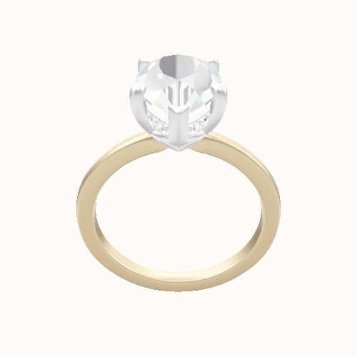 Open Solitaire Engagement Ring With V Prong with Hidden Halo Head