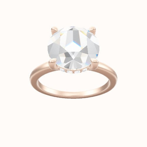 Open Solitaire Engagement Ring With V Prong with Hidden Halo Head