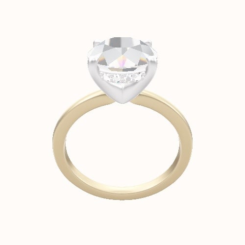Open Solitaire Engagement Ring With V Prong with Hidden Halo Head