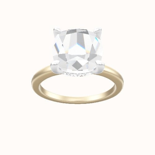 Open Solitaire Engagement Ring With V Prong with Hidden Halo Head