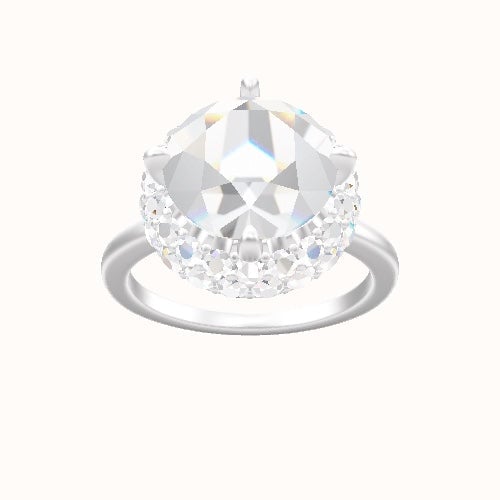 Open Solitaire Engagement Ring With Waterfall Halo Head