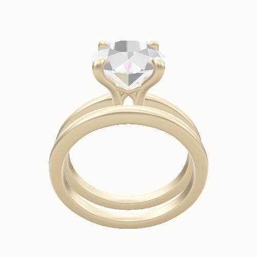 Open Solitaire Engagement Ring With X Gallery Head and Matching Band