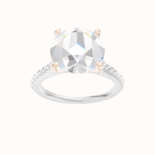 Pave Cathedral Engagement Ring With Accent Diamond Head