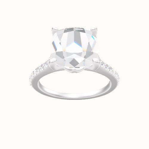 Pave Cathedral Engagement Ring With Crown Four Prong w. Surprise Diamond Head