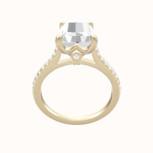 Pave Cathedral Engagement Ring With Crown Four Prong w. Surprise Diamond Head