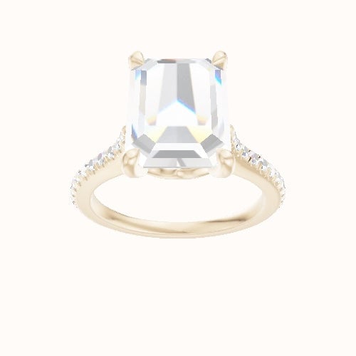 Pave Cathedral Engagement Ring With Crown Four Prong w. Surprise Diamond Head