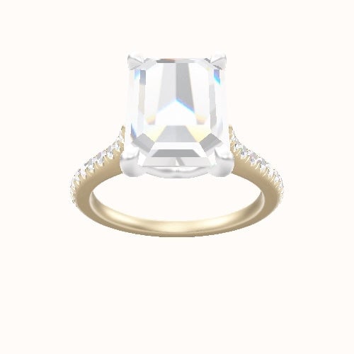 Pave Cathedral Engagement Ring With Crown Four Prong w. Surprise Diamond Head