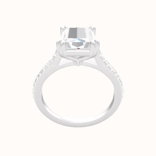Pave Cathedral Engagement Ring With Double Prongs Head