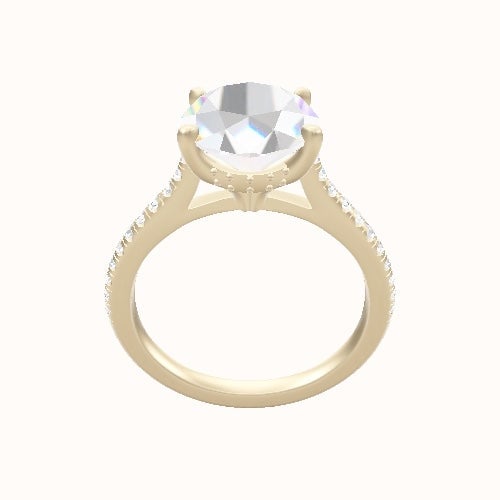 Pave Cathedral Engagement Ring With Front set gallery Head