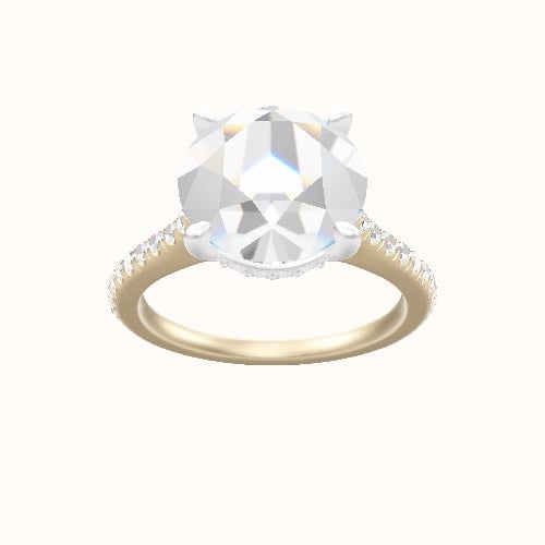 Pave Cathedral Engagement Ring With Front set gallery Head