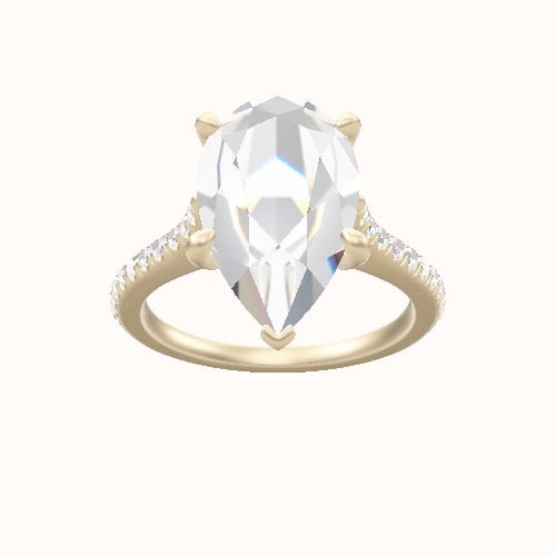 Pave Cathedral Engagement Ring With Front set gallery Head