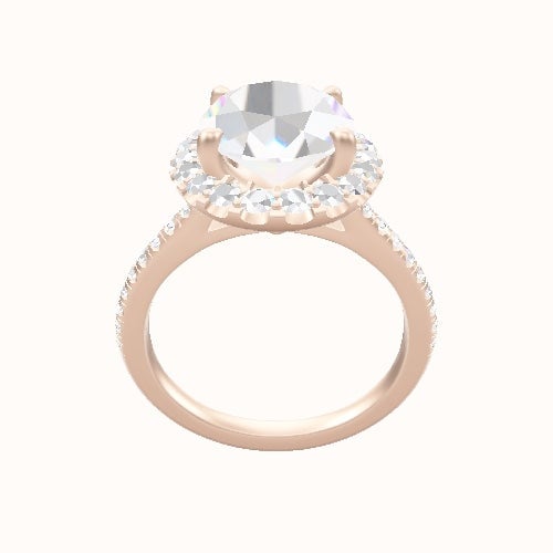 Pave Cathedral Engagement Ring With Halo Head