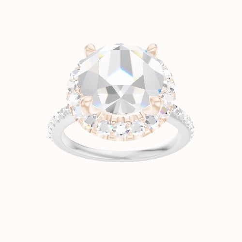 Pave Cathedral Engagement Ring With Halo Head