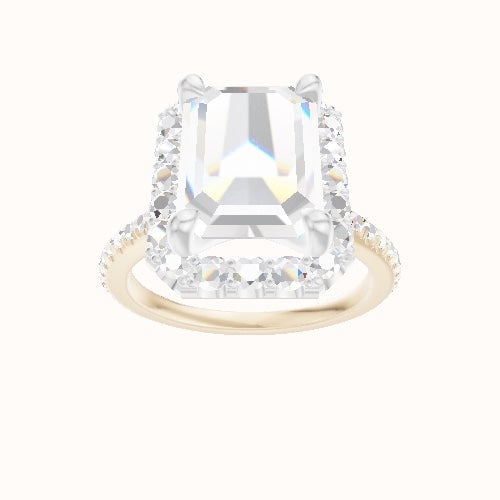 Pave Cathedral Engagement Ring With Halo Head