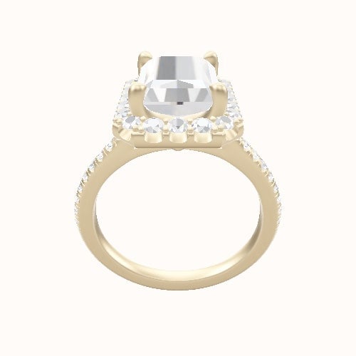 Pave Cathedral Engagement Ring With Halo Head