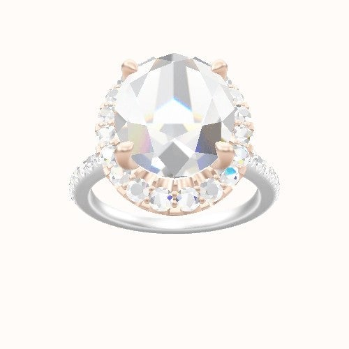 Pave Cathedral Engagement Ring With Halo Head