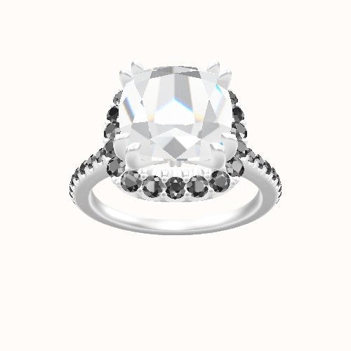 Pave Cathedral Engagement Ring With Halo with Double Prong Head