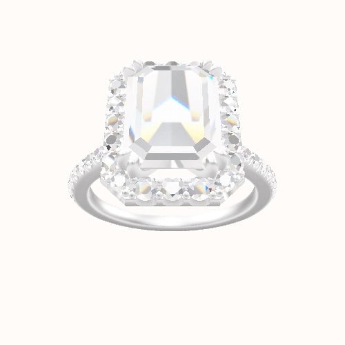 Pave Cathedral Engagement Ring With Halo with Double Prong Head