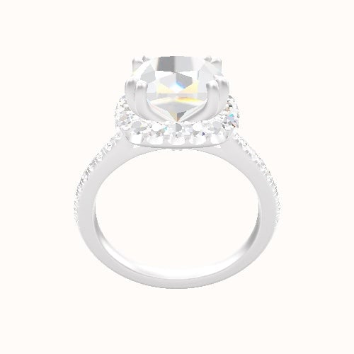 Pave Cathedral Engagement Ring With Halo with Double Prong Head
