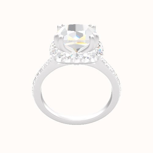 Pave Cathedral Engagement Ring With Halo with Double Prong Head