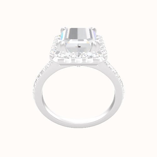 Pave Cathedral Engagement Ring With Halo with Double Prong Head