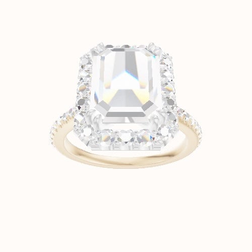 Pave Cathedral Engagement Ring With Halo with Double Prong Head