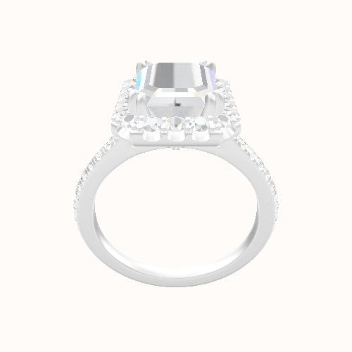 Pave Cathedral Engagement Ring With Halo with Double Prong Head