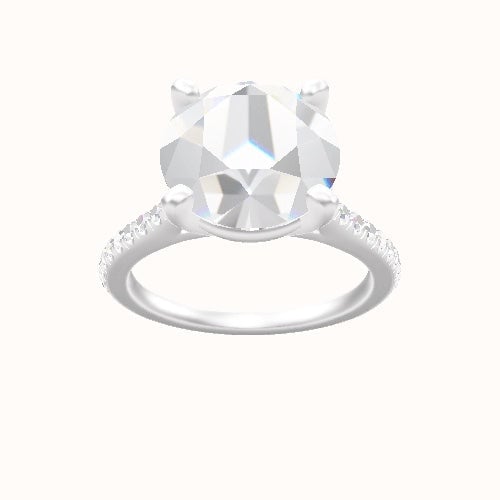 Pave Cathedral Engagement Ring With High Set Four Prong Head