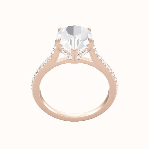 Pave Cathedral Engagement Ring With Low Set Pave  Hidden Halo Head