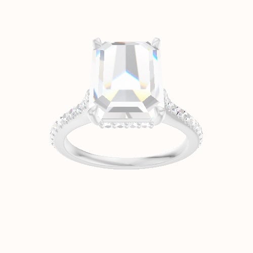 Pave Cathedral Engagement Ring With Low Set Pave  Hidden Halo Head
