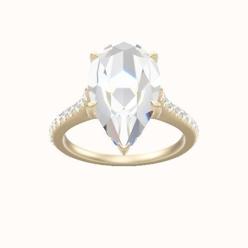 Pave Cathedral Engagement Ring With Low Set Pave  Hidden Halo Head