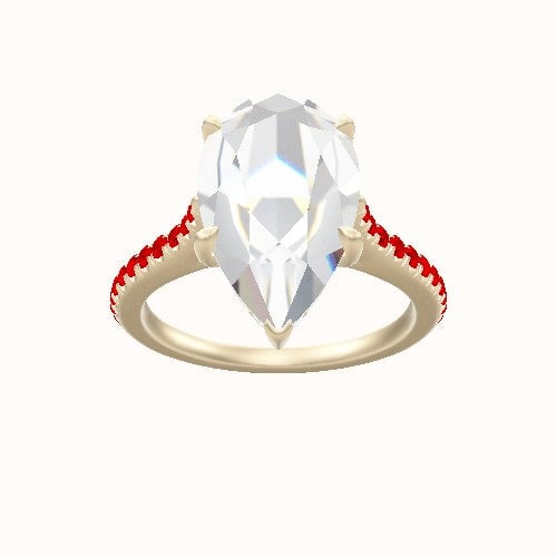Pave Cathedral Engagement Ring With Low Set Pave  Hidden Halo Head and Matching Band