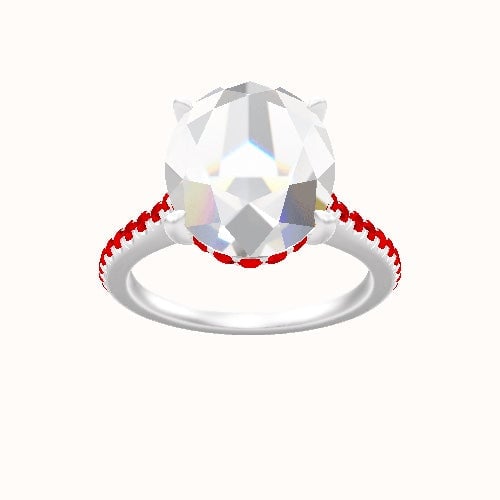 Pave Cathedral Engagement Ring With Low Set Pave  Hidden Halo Head