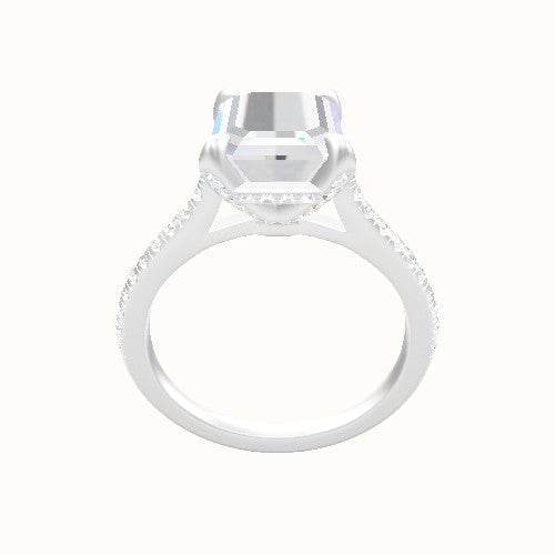 Pave Cathedral Engagement Ring With Pave Basket Head