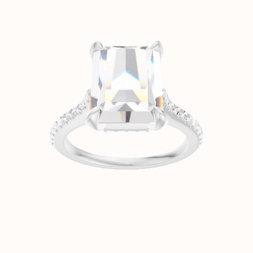 Pave Cathedral Engagement Ring With Pave Basket Head and Matching Band