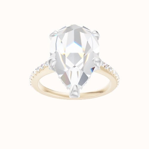 Pave Cathedral Engagement Ring With Pave Basket Head and Matching Band